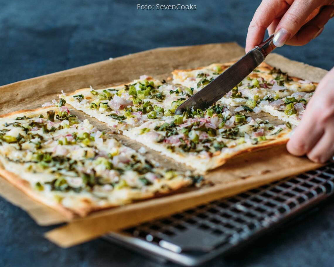 Vegetarisches Rezept: Lauchzwiebel Flammkuchen