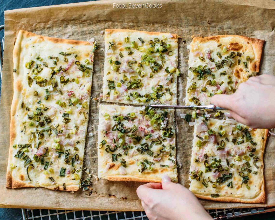Vegetarisches Rezept: Lauchzwiebel Flammkuchen