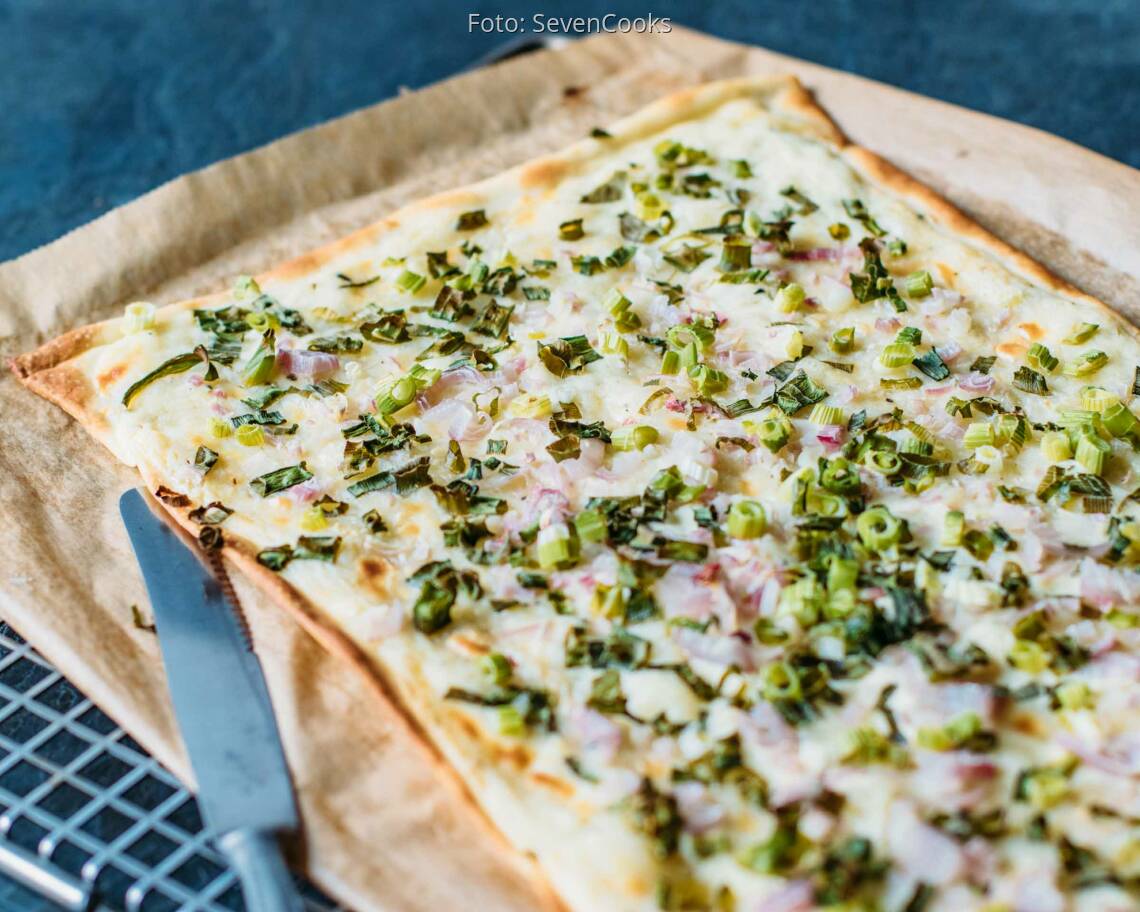 Vegetarisches Rezept: Lauchzwiebel Flammkuchen