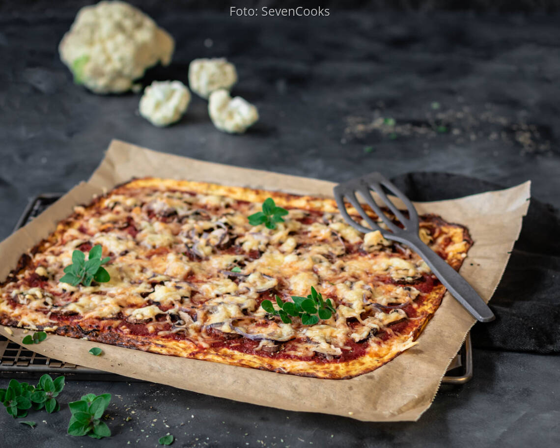 Vegetarisches Rezept: Low Carb Blumenkohl-Pizza 1