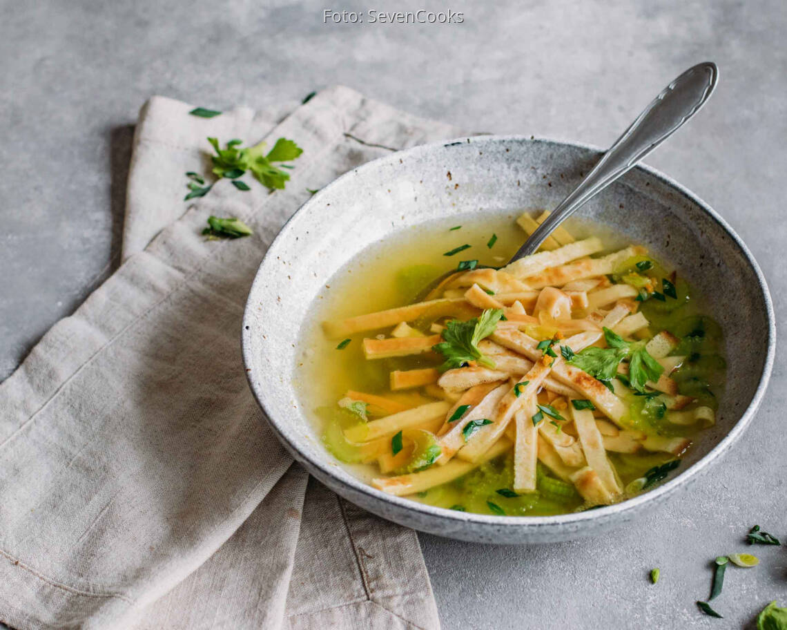 Vegetarisches Rezept: Meal Prep: Pfannkuchen Suppe 3