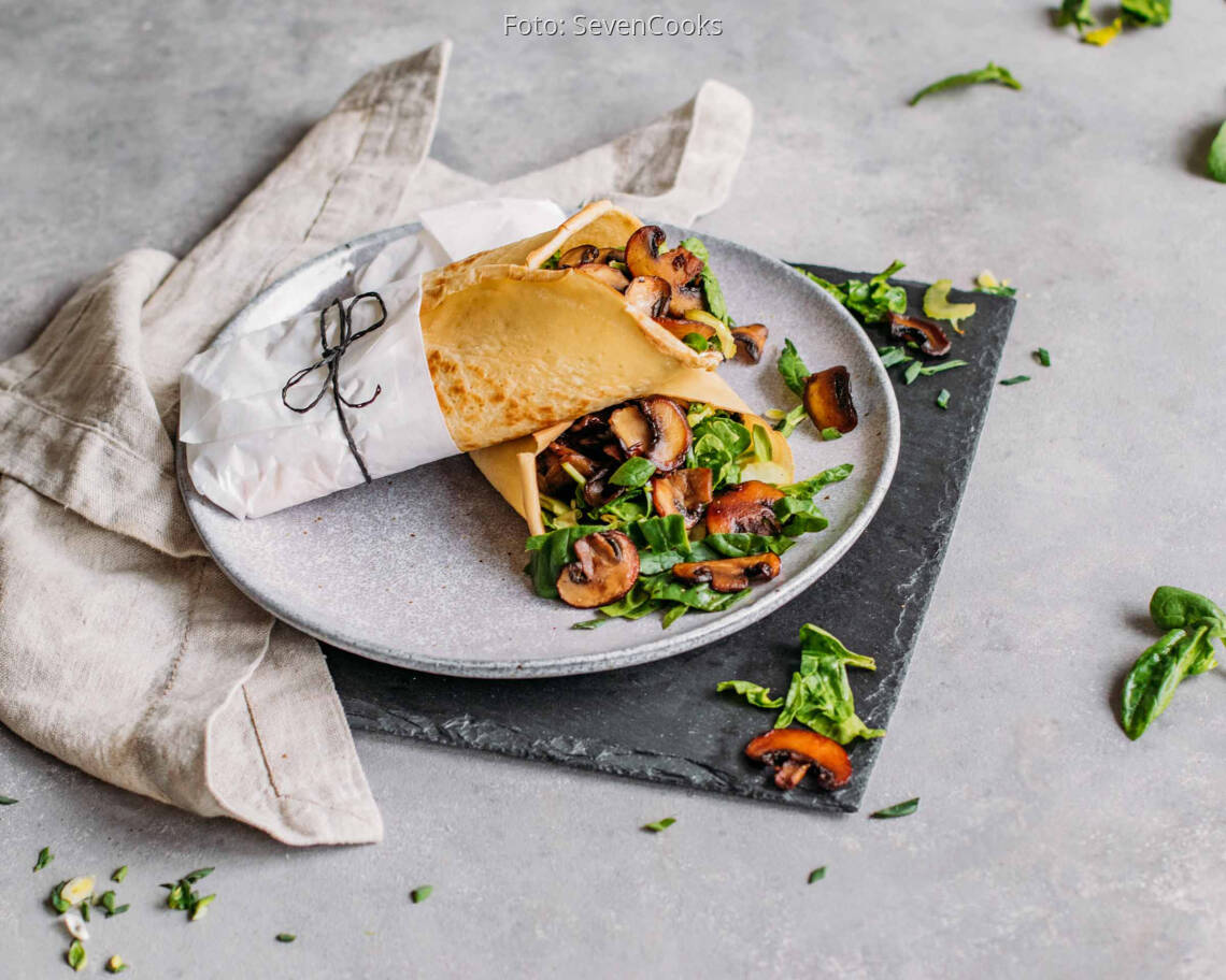 Vegetarisches Rezept: Pfannkuchen Wraps Meal Prep 3