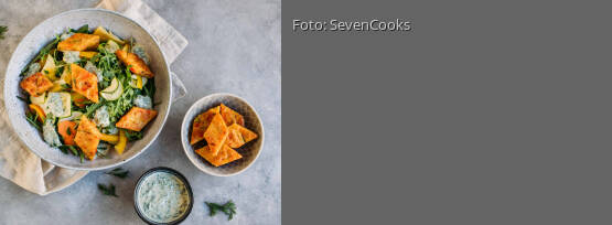 Rezeptbild für "Pfannkuchenrauten auf Salat"