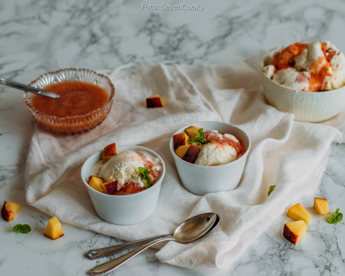 Vegetarisches Rezept: Pfirsich-Joghurt-Eis 1