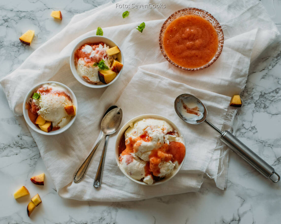 Vegetarisches Rezept: Pfirsich-Joghurt-Eis 2