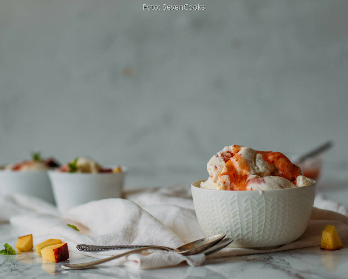 Vegetarisches Rezept: Pfirsich-Joghurt-Eis 3