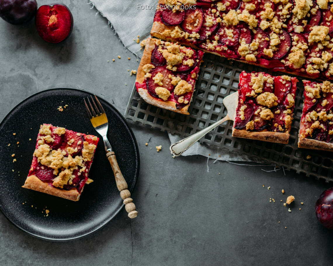 Vegetarisches Rezept: Pflaumenkuchen vom Blech
