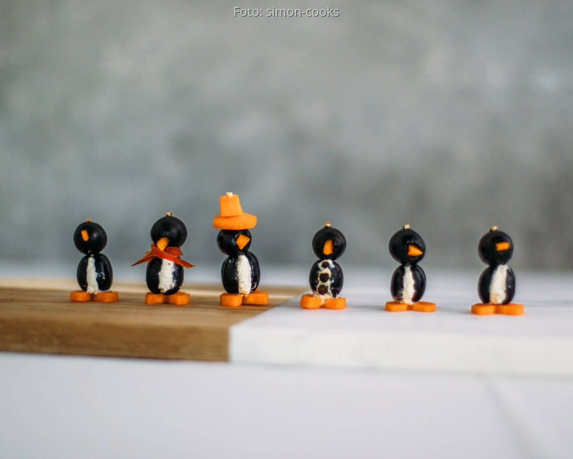 Vegetarisches Rezept: Pinguine aus Oliven
