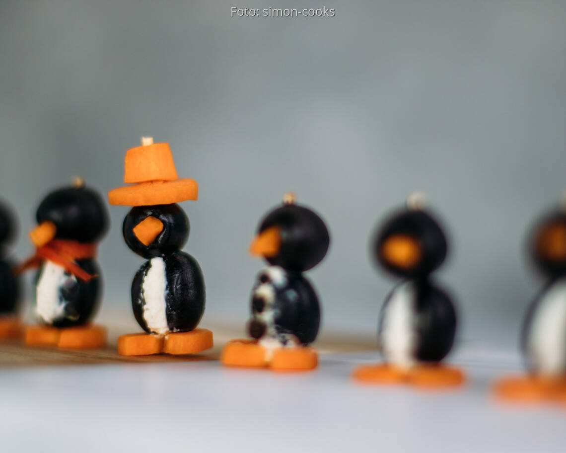 Vegetarisches Rezept: Pinguine aus Oliven
