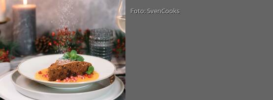 Rezeptbild für "Rotweinkuchen mit Mangofruchtspiegel"