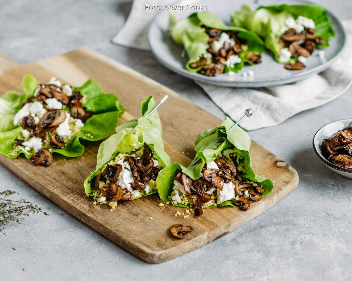 Vegetarisches Rezept: Salatrollen mit Couscous und Feta 3