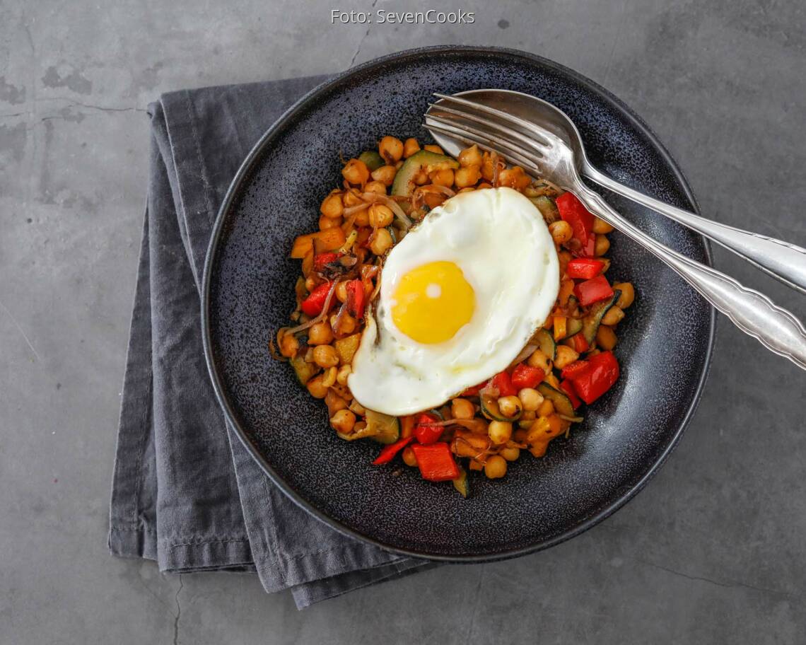 Vegetarisches Rezept: Schnelle Kichererbsen-Gemüsepfanne 2