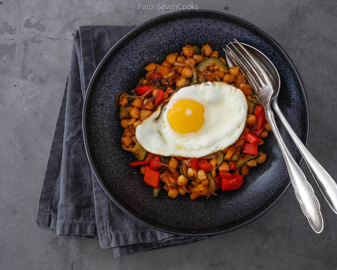 Vegetarisches Rezept: Schnelle Kichererbsen-Gemüsepfanne 3