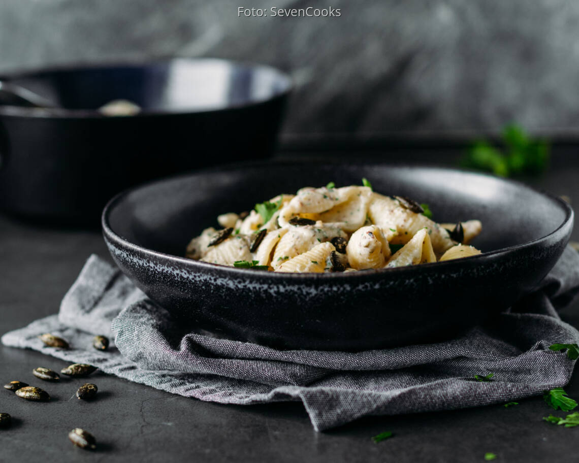 Vegetarisches Rezept: Schnelle Ricotta-Kürbiskern Pasta