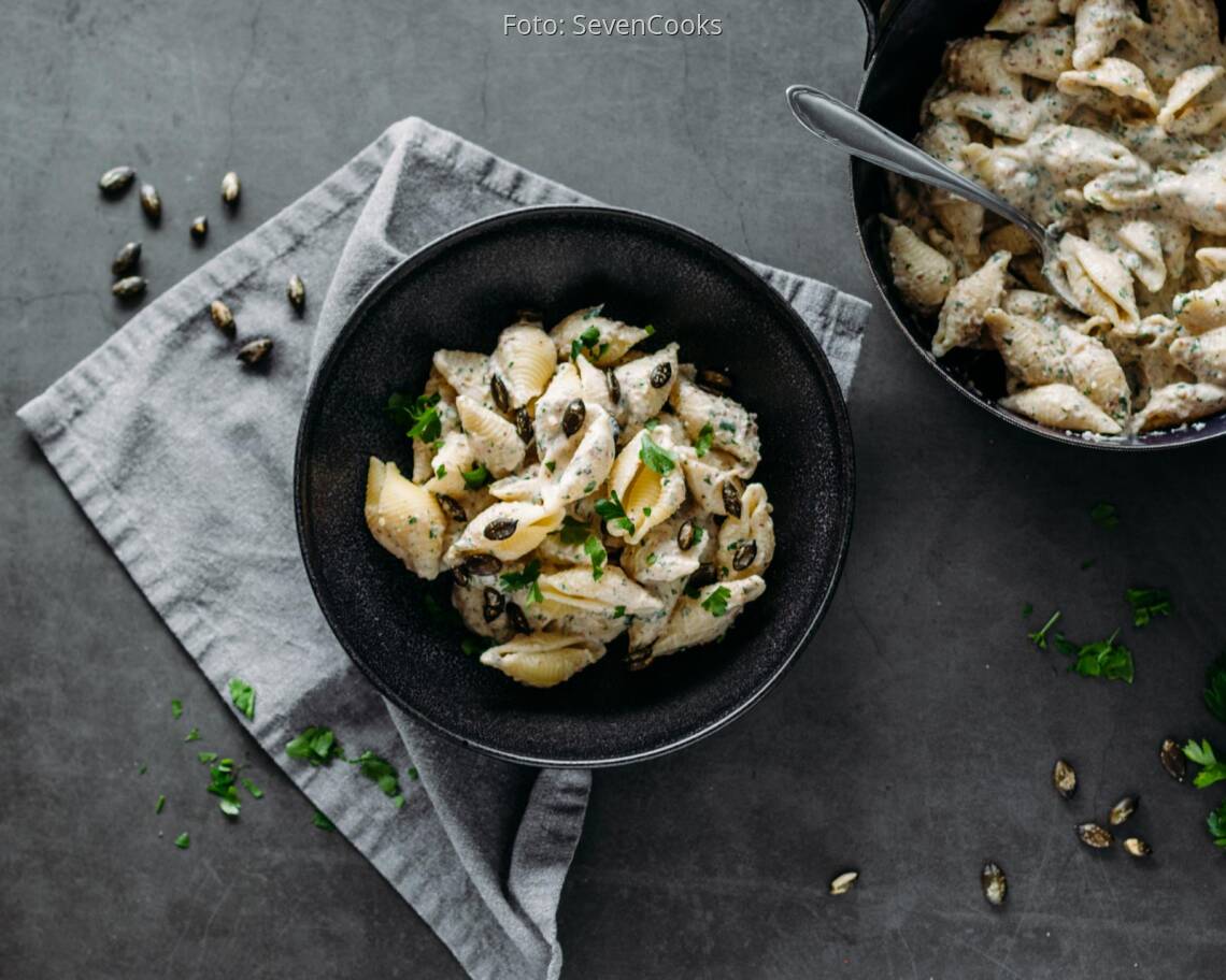 Vegetarisches Rezept: Schnelle Ricotta-Kürbiskern Pasta 3