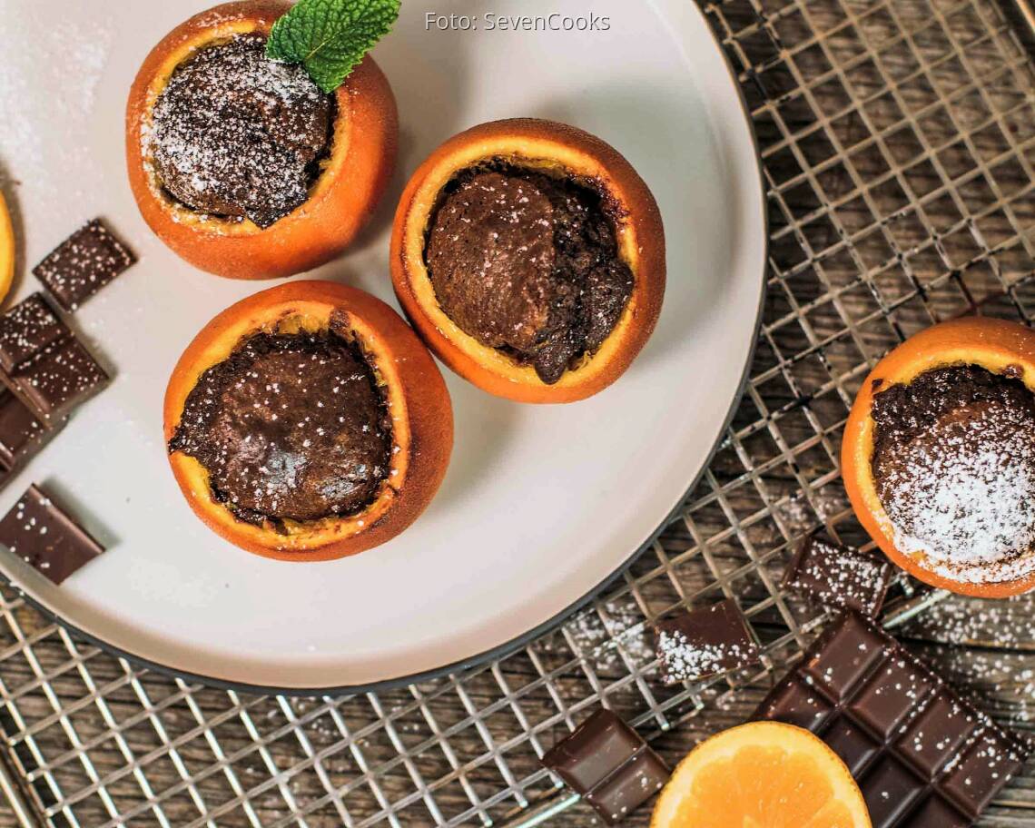 Vegetarisches Rezept: Schokokuchen in der Orangenschale_2