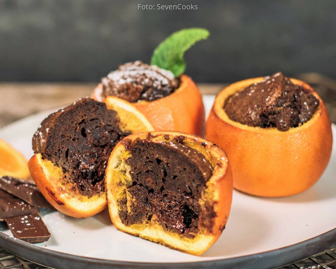 Vegetarisches Rezept: Schokokuchen in der Orangenschale_3