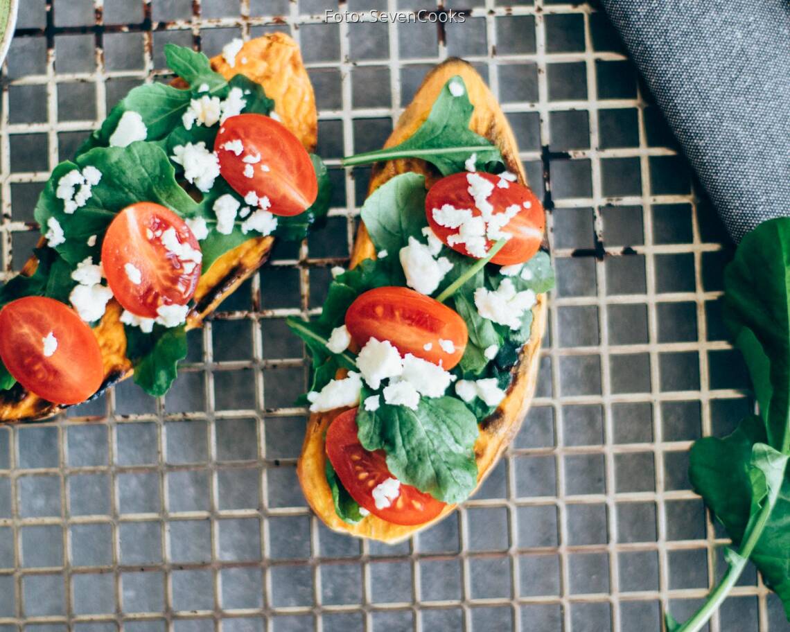 Vegetarisches Rezept: Süßkartoffeltoast mit Feta