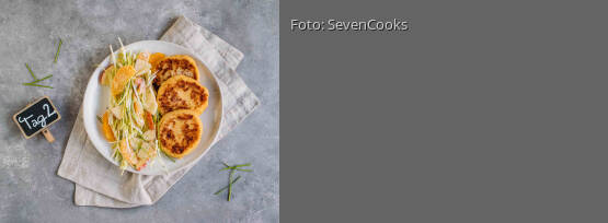 Rezeptbild für "Soft Meal-Prep 2: Kartoffelpüree-Pancakes mit fruchtigem Lauchsalat"