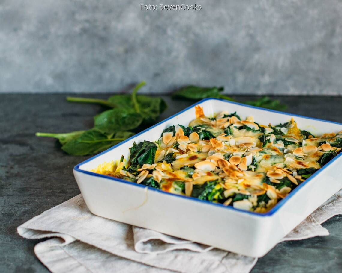 Vegetarisches Rezept: Spinat-Gnocchi-Auflauf mit Curry 2