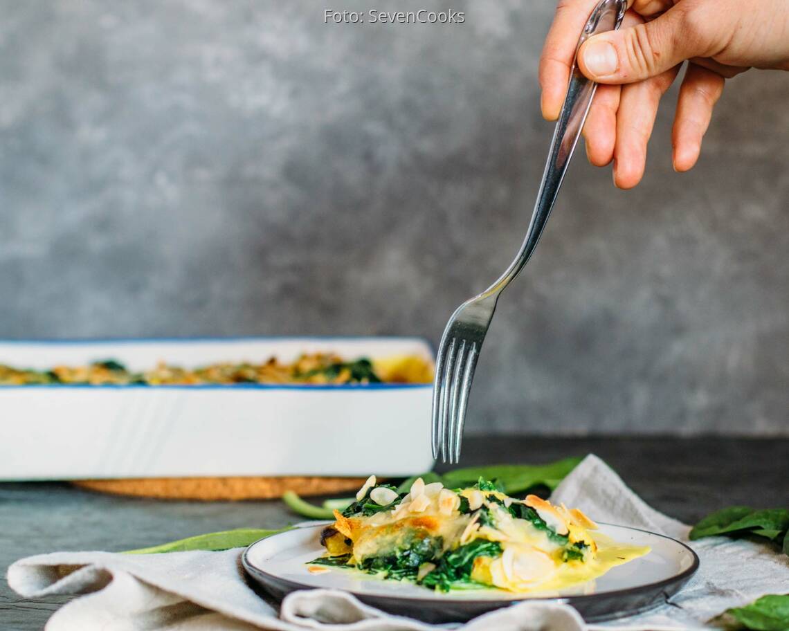Vegetarisches Rezept: Spinat-Gnocchi-Auflauf mit Curry 3