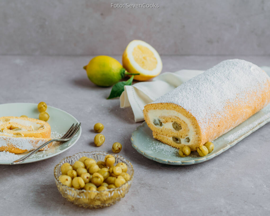 Vegetarisches Rezept: Stachelbeer-Biskuitrolle 1