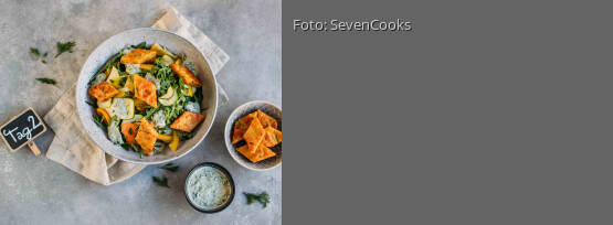 Rezeptbild für "To Go Meal-Prep 2: Pfannkuchenrauten auf Salat"