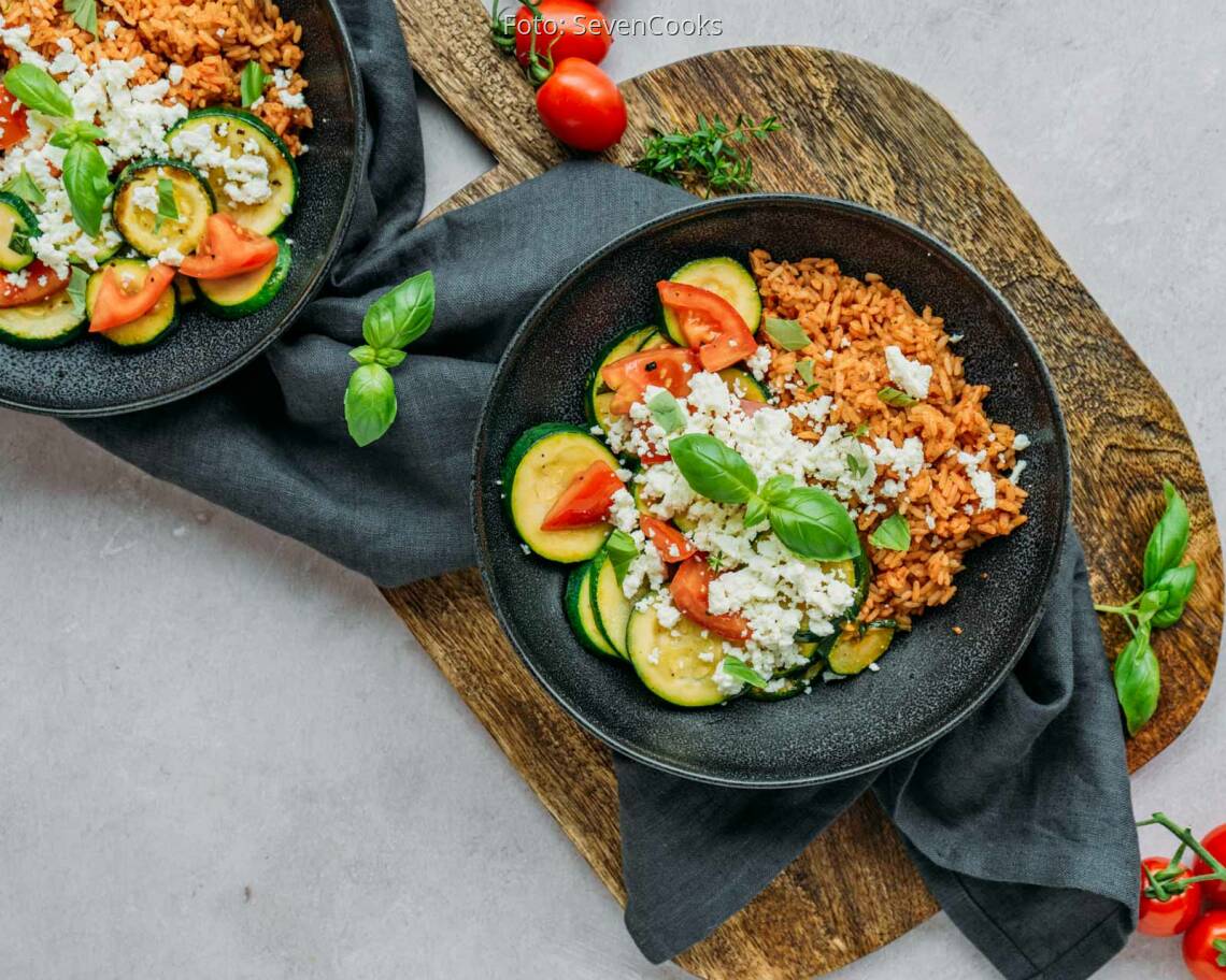 Vegetarisches Rezept: Tomaten-Reis mit Zucchini 3