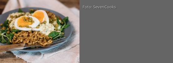 Rezeptbild für "Urkorn Bowl mit Erbsen und Ei"
