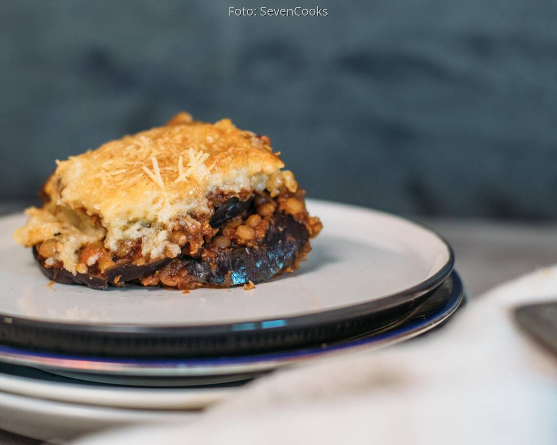 Vegetarisches Rezept: vegetarisches Linsen Auberginen Moussaka_3