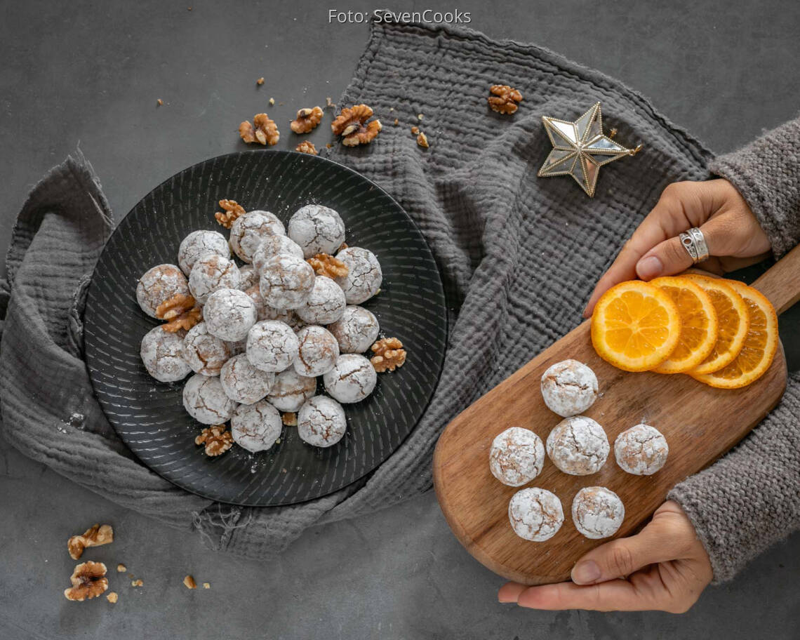 Vegetarisches Rezept: Walnuss und Orangen Schneebälle