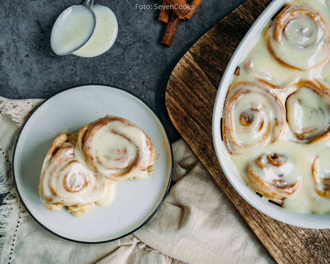 Vegetarisches Rezept: Zimtschnecken mit Frischkäse-Frosting 1