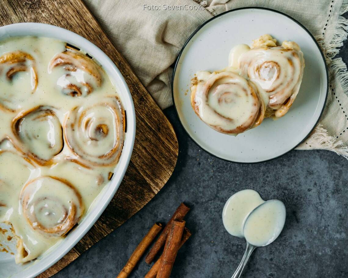 Vegetarisches Rezept: Zimtschnecken mit Frischkäse-Frosting 2