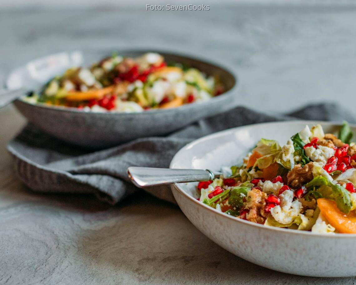 Vegetarisches Rezept: Zuckerhutsalat mir Kaki