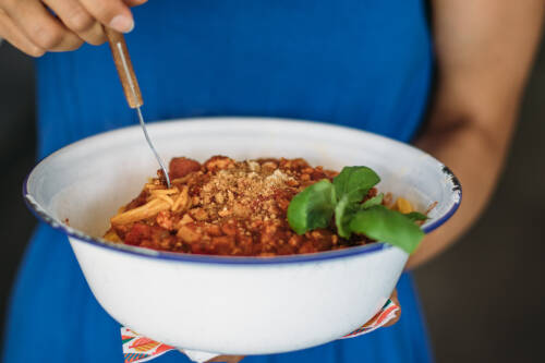 vegane Spaghetti Bolognese mit Tofu