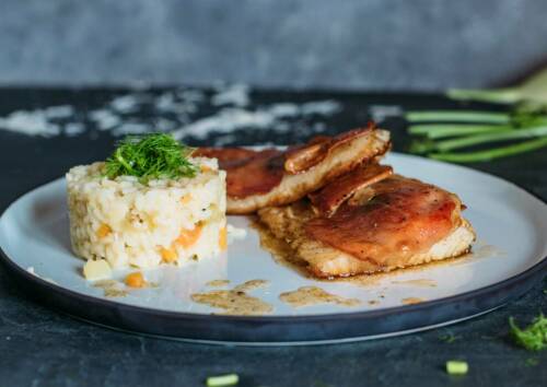 zanderfilet saltimbocca mit fenchelrisotto