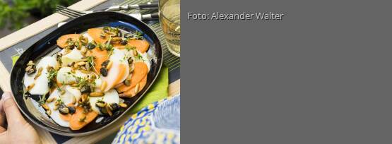 Rezeptbild für "Zartes Gemüse-Carpaccio mit Knuspernüssen"